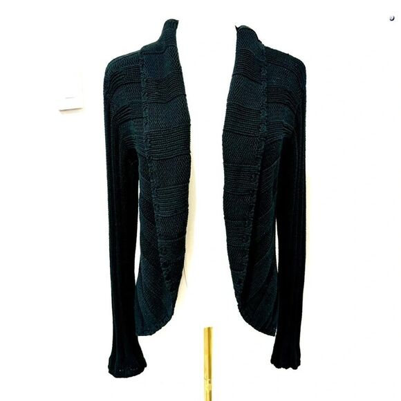 Chicos size 0 Small‎ 4 black open weave knit cardigan, long sleeves - Picture 1 of 4